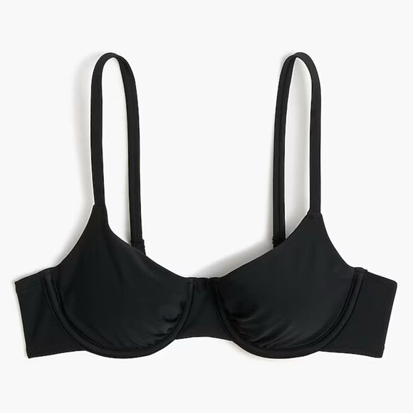 NWT J CREW Factory Underwire bikini top in black size 34B - Picture 1 of 5